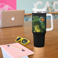 Funny UFO Alien Cat Selfie Tumbler With Handle Retro Space Sci-Fi Cat Pilot - Wonder Print Shop