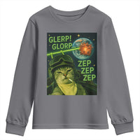 Funny UFO Alien Cat Selfie Youth Sweatshirt Retro Space Sci-Fi Cat Pilot - Wonder Print Shop