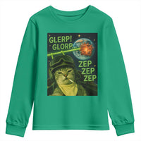 Funny UFO Alien Cat Selfie Youth Sweatshirt Retro Space Sci-Fi Cat Pilot - Wonder Print Shop