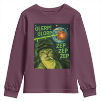 Funny UFO Alien Cat Selfie Youth Sweatshirt Retro Space Sci-Fi Cat Pilot - Wonder Print Shop