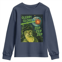 Funny UFO Alien Cat Selfie Youth Sweatshirt Retro Space Sci-Fi Cat Pilot - Wonder Print Shop