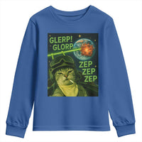 Funny UFO Alien Cat Selfie Youth Sweatshirt Retro Space Sci-Fi Cat Pilot - Wonder Print Shop