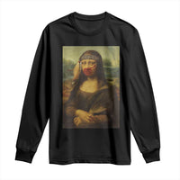 MMIW Awareness Long Sleeve Shirt Mona Lisa Red Handprint Indigenous Woman Stop Stolen Sisters