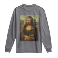 MMIW Awareness Long Sleeve Shirt Mona Lisa Red Handprint Indigenous Woman Stop Stolen Sisters