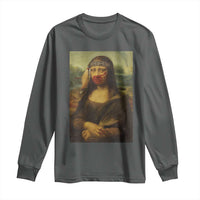 MMIW Awareness Long Sleeve Shirt Mona Lisa Red Handprint Indigenous Woman Stop Stolen Sisters