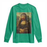 MMIW Awareness Long Sleeve Shirt Mona Lisa Red Handprint Indigenous Woman Stop Stolen Sisters