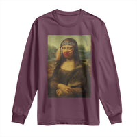 MMIW Awareness Long Sleeve Shirt Mona Lisa Red Handprint Indigenous Woman Stop Stolen Sisters