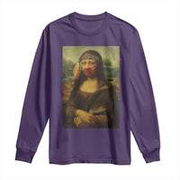MMIW Awareness Long Sleeve Shirt Mona Lisa Red Handprint Indigenous Woman Stop Stolen Sisters