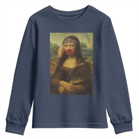 MMIW Awareness Youth Sweatshirt Mona Lisa Red Handprint Indigenous Woman Stop Stolen Sisters