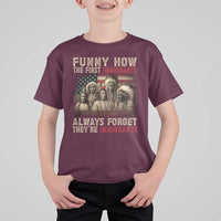 Native American T Shirt For Kid Funny The First Immigrants Always Forget - Wonder Print Shop