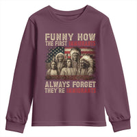 Native American Youth Sweatshirt Funny The First Immigrants Always Forget - Wonder Print Shop