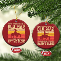 Funny Native American Christmas Ornament Never Underestimate An Old Man Native American - Wonder Print Shop