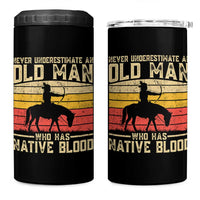 Funny Native American 4 in 1 Can Cooler Tumbler Never Underestimate An Old Man Native American - Wonder Print Shop