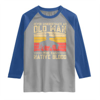 Funny Native American Raglan Shirt Never Underestimate An Old Man Native American - Wonder Print Shop