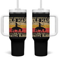 Funny Native American Tumbler With Handle Never Underestimate An Old Man Native American - Wonder Print Shop