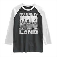 No One Is Illegal On Stolen Land Raglan Shirt Native Tribe Indigenous People - Wonder Print Shop