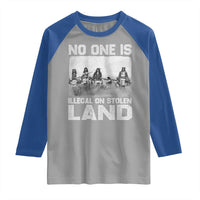 No One Is Illegal On Stolen Land Raglan Shirt Native Tribe Indigenous People - Wonder Print Shop