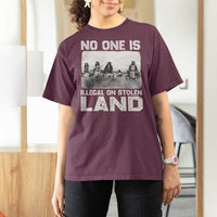 No One Is Illegal On Stolen Land T Shirt For Women Native Tribe Indigenous People - Wonder Print Shop