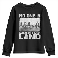 No One Is Illegal On Stolen Land Youth Sweatshirt Native Tribe Indigenous People - Wonder Print Shop