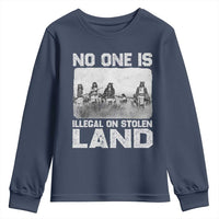 No One Is Illegal On Stolen Land Youth Sweatshirt Native Tribe Indigenous People - Wonder Print Shop