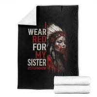 MMIW Throw Blanket I Wear Red For My Sister Native American Stop MMIW - Wonder Print Shop