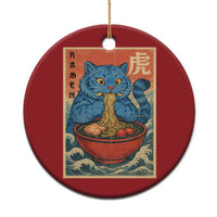 Anime Blue Cat Ramen Christmas Ornament Vintage Japanese Art Funny Kawaii Demon Cat Tiger - Wonder Print Shop