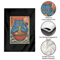 Anime Blue Cat Ramen Garden Flag Vintage Japanese Art Funny Kawaii Demon Cat Tiger - Wonder Print Shop