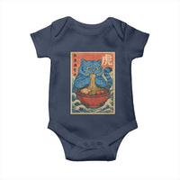 Anime Blue Cat Ramen Baby Onesie Vintage Japanese Art Funny Kawaii Demon Cat Tiger - Wonder Print Shop