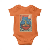Anime Blue Cat Ramen Baby Onesie Vintage Japanese Art Funny Kawaii Demon Cat Tiger - Wonder Print Shop