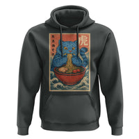 Anime Blue Cat Ramen Hoodie Vintage Japanese Art Funny Kawaii Demon Cat Tiger - Wonder Print Shop