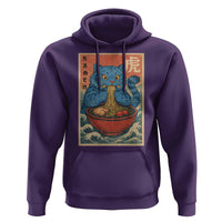 Anime Blue Cat Ramen Hoodie Vintage Japanese Art Funny Kawaii Demon Cat Tiger - Wonder Print Shop