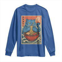 Anime Blue Cat Ramen Long Sleeve Shirt Vintage Japanese Art Funny Kawaii Demon Cat Tiger - Wonder Print Shop