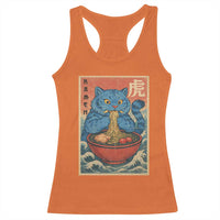 Anime Blue Cat Ramen Racerback Tank Top Vintage Japanese Art Funny Kawaii Demon Cat Tiger - Wonder Print Shop