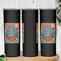 Anime Blue Cat Ramen Skinny Tumbler Vintage Japanese Art Funny Kawaii Demon Cat Tiger - Wonder Print Shop