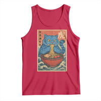 Anime Blue Cat Ramen Tank Top Vintage Japanese Art Funny Kawaii Demon Cat Tiger - Wonder Print Shop