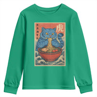 Anime Blue Cat Ramen Youth Sweatshirt Vintage Japanese Art Funny Kawaii Demon Cat Tiger - Wonder Print Shop