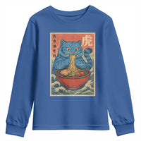 Anime Blue Cat Ramen Youth Sweatshirt Vintage Japanese Art Funny Kawaii Demon Cat Tiger - Wonder Print Shop