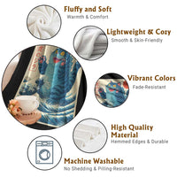 Blue Catzilla Cat Japanese Art Throw Blanket Kawaii Demon Tiger Funny Kitty Dad Gifts - Wonder Print Shop