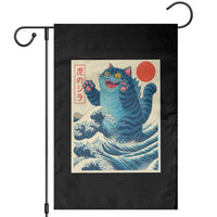 Blue Catzilla Cat Japanese Art Garden Flag Kawaii Demon Tiger Funny Kitty Dad Gifts - Wonder Print Shop