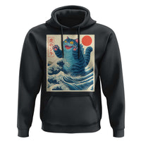Blue Catzilla Cat Japanese Art Hoodie Kawaii Demon Tiger Funny Kitty Dad Gifts - Wonder Print Shop