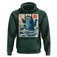 Blue Catzilla Cat Japanese Art Hoodie Kawaii Demon Tiger Funny Kitty Dad Gifts - Wonder Print Shop