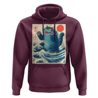 Blue Catzilla Cat Japanese Art Hoodie Kawaii Demon Tiger Funny Kitty Dad Gifts - Wonder Print Shop