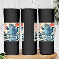 Blue Catzilla Cat Japanese Art Skinny Tumbler Kawaii Demon Tiger Funny Kitty Dad Gifts - Wonder Print Shop