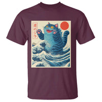 Blue Catzilla Cat Japanese Art T Shirt Kawaii Demon Tiger Funny Kitty Dad Gifts - Wonder Print Shop