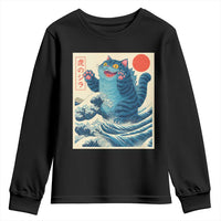 Blue Catzilla Cat Japanese Art Youth Sweatshirt Kawaii Demon Tiger Funny Kitty Dad Gifts - Wonder Print Shop