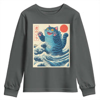 Blue Catzilla Cat Japanese Art Youth Sweatshirt Kawaii Demon Tiger Funny Kitty Dad Gifts - Wonder Print Shop
