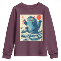 Blue Catzilla Cat Japanese Art Youth Sweatshirt Kawaii Demon Tiger Funny Kitty Dad Gifts - Wonder Print Shop