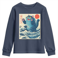 Blue Catzilla Cat Japanese Art Youth Sweatshirt Kawaii Demon Tiger Funny Kitty Dad Gifts - Wonder Print Shop