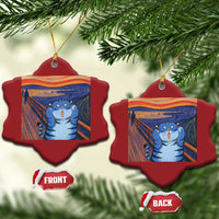 Blue Tiger Scream Christmas Ornament Cute Animal Anime Demon Aesthetic Painting - Wonder Print Shop