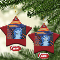 Blue Tiger Scream Christmas Ornament Cute Animal Anime Demon Aesthetic Painting - Wonder Print Shop